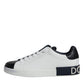 Dolce & Gabbana White Leather Logo Portofino Sneaker Shoes