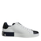 Dolce & Gabbana White Leather Logo Portofino Sneaker Shoes