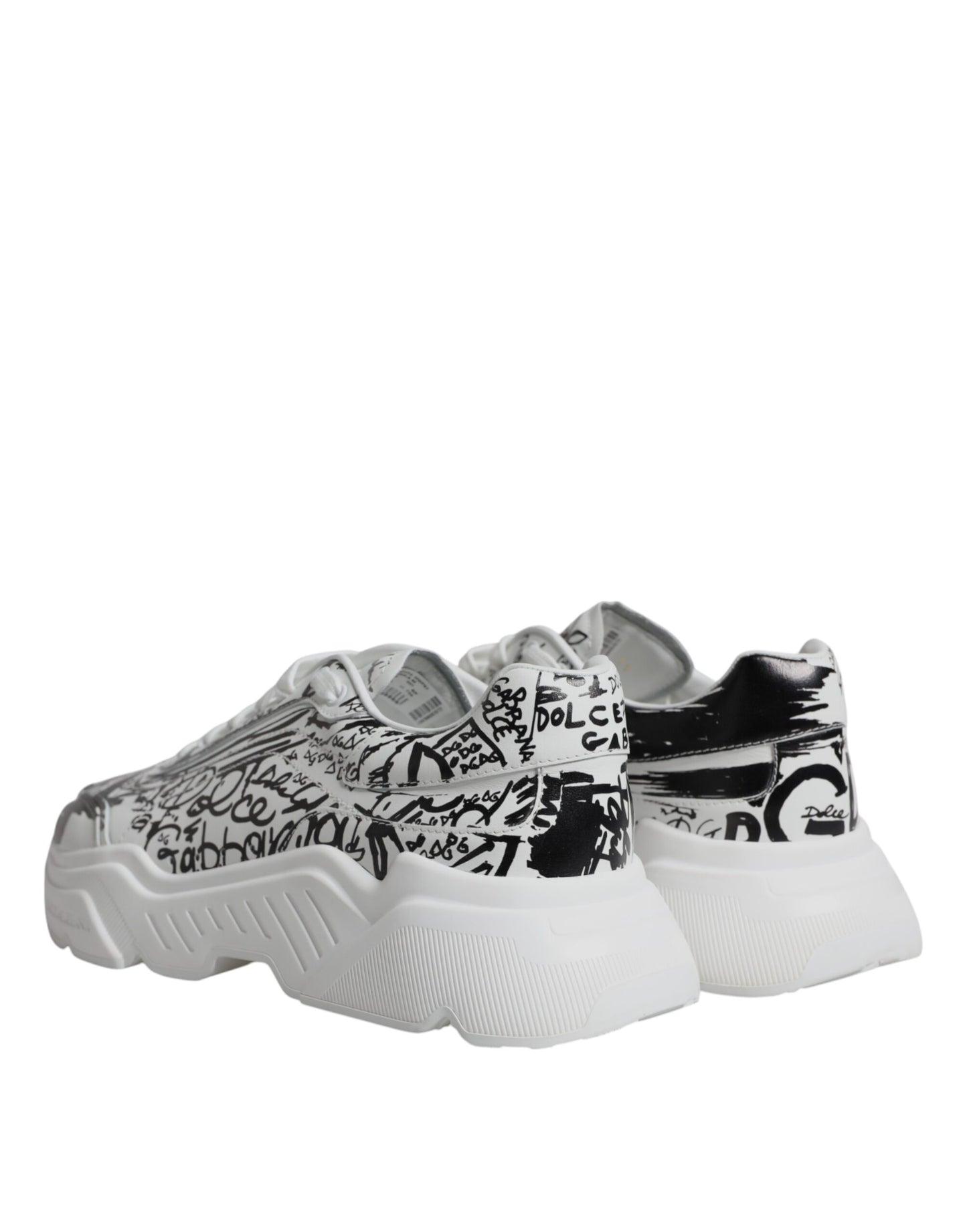 Dolce & Gabbana White Black Graffiti Daymaster Sneakers Shoes