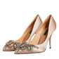 Dolce & Gabbana Beige Satin Crystal High Heels Pumps Shoes