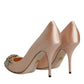 Dolce & Gabbana Beige Satin Crystal High Heels Pumps Shoes