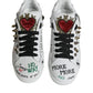 Dolce & Gabbana White Heart Studded Low Top Sneakers Shoes