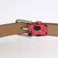 Dolce & Gabbana Pink Polka Snakeskin Silver Buckle Belt