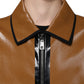 Dolce & Gabbana Brown Leather Full Zip Men Bomber Jacket