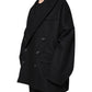 Dolce & Gabbana Black Wool Double Breasted Men Coat Jacket