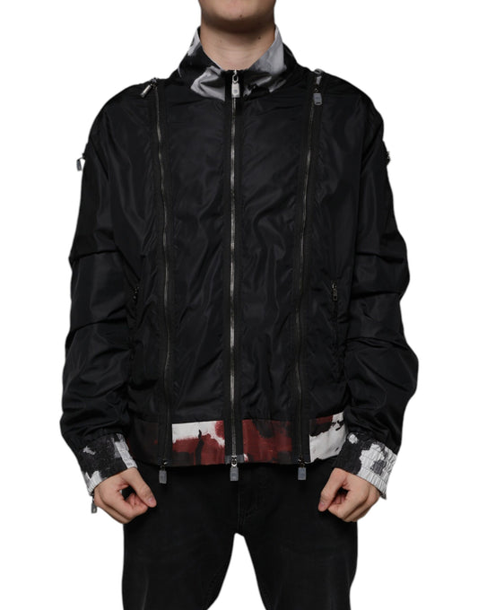 Dolce & Gabbana Black Nylon Full Zip Men Bomber Jacket