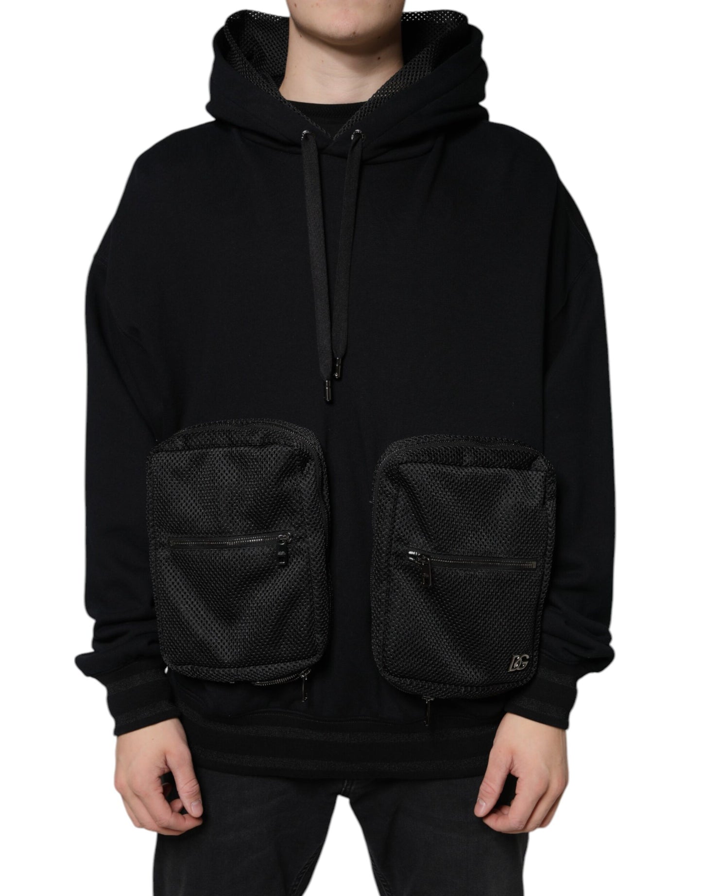 Dolce & Gabbana Black Hooded Pullover Men Sweatshirt Sweater