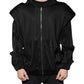 Dolce & Gabbana Black Viscose Full Zip Hooded Bomber Jacket