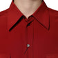 Dolce & Gabbana Red Pink Silk Collared Button Down Shirt