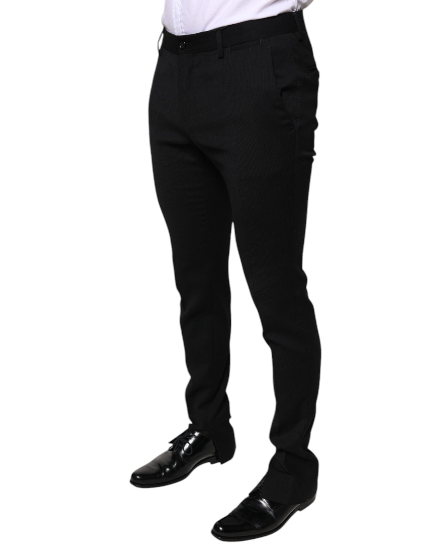 Dolce & Gabbana Black Wool Skinny Formal Dress Pants