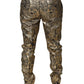 Dolce & Gabbana Gold Floral Jacquard Men Dress Pants