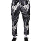 Dolce & Gabbana Gray Banana Leaf Cotton Stretch Capri Pants