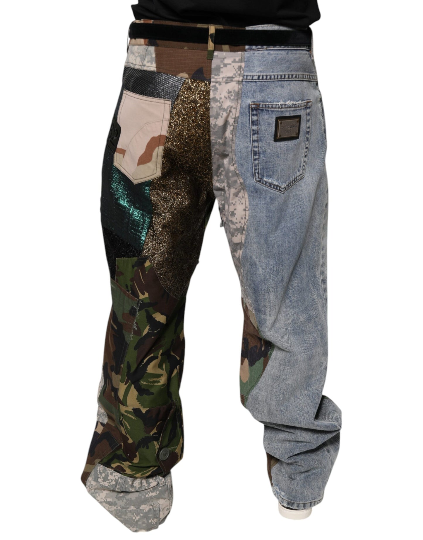 Dolce & Gabbana Multicolor Patchwork Camouflage Denim Jeans