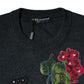 Dolce & Gabbana Gray Embellished Crew Neck Pullover Sweater