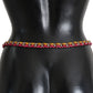 Dolce & Gabbana Red Yellow Leather Crystal Belt