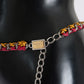 Dolce & Gabbana Red Yellow Leather Crystal Belt