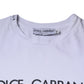 Dolce & Gabbana White Logo Print Cotton Crew Neck T-shirt