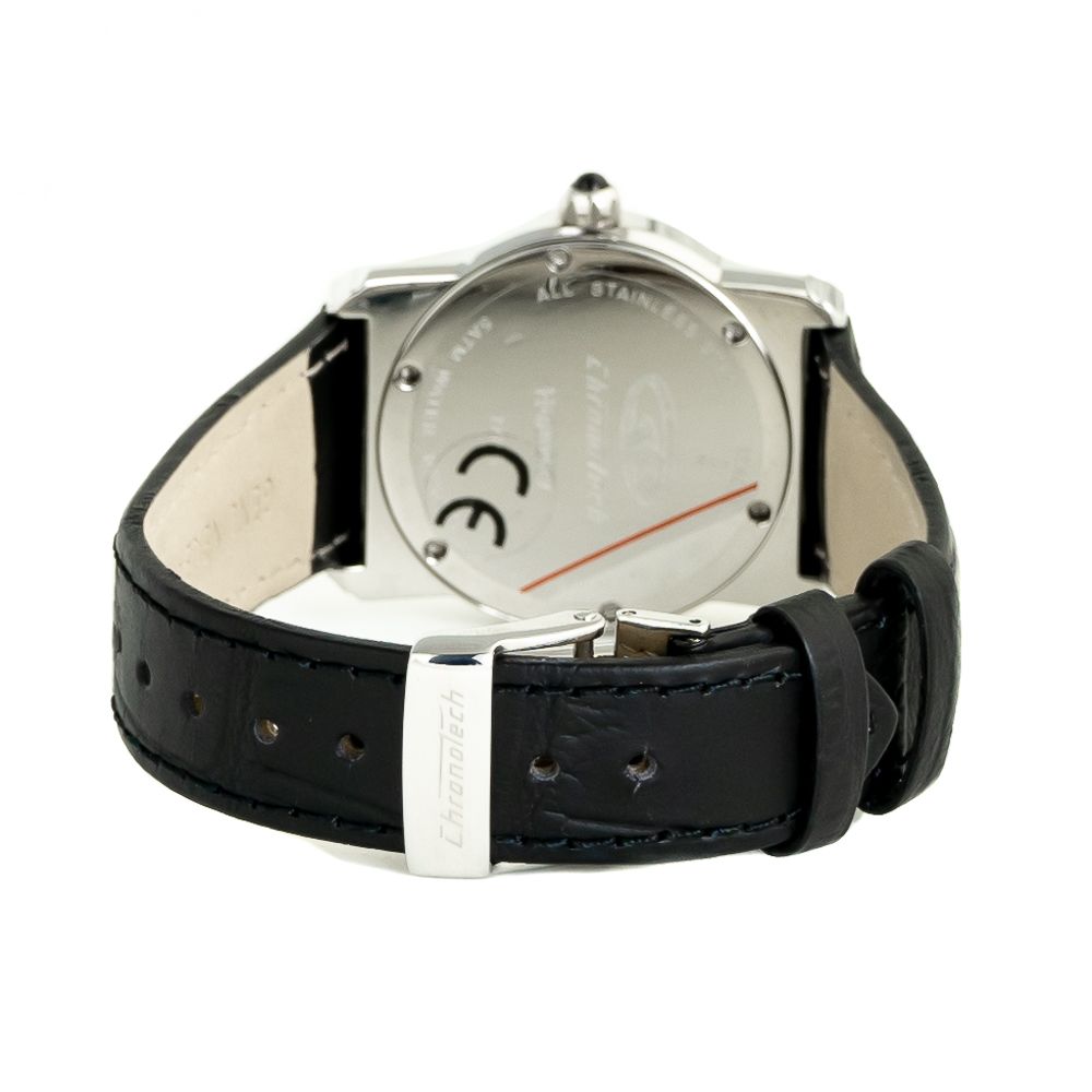 Chronotech Black Leather Watch