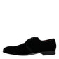 Dolce & Gabbana Black Velvet Leather Lace Up Derby Shoes