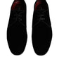 Dolce & Gabbana Black Velvet Leather Lace Up Men Derby Shoes