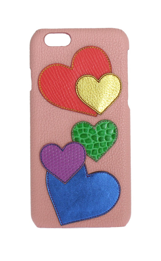 Dolce & Gabbana Pink Leather Heart Phone Cover