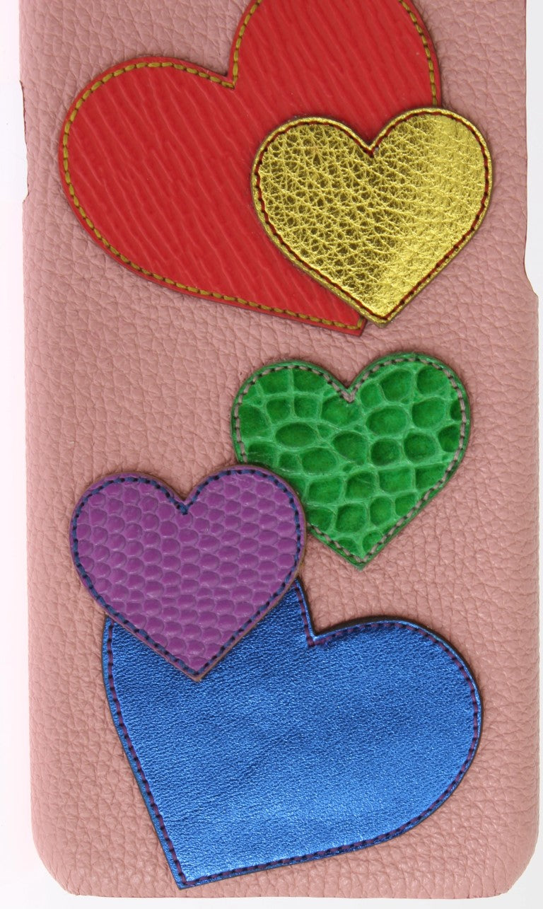 Dolce & Gabbana Pink Leather Heart Phone Cover