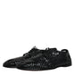 Dolce & Gabbana Black Woven Leather Lave Up Derby Shoes