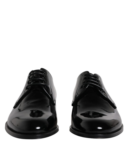 Dolce & Gabbana Black Patent Leather Derby Formal Dress Shoes