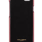 Dolce & Gabbana Pink Leather Heart Crystal Phone Case