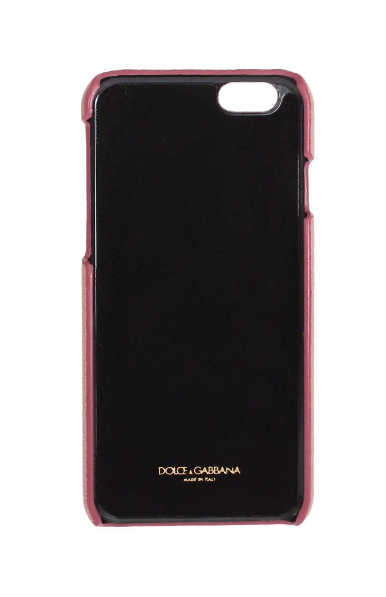 Dolce & Gabbana Pink Leather Heart Crystal Phone Case