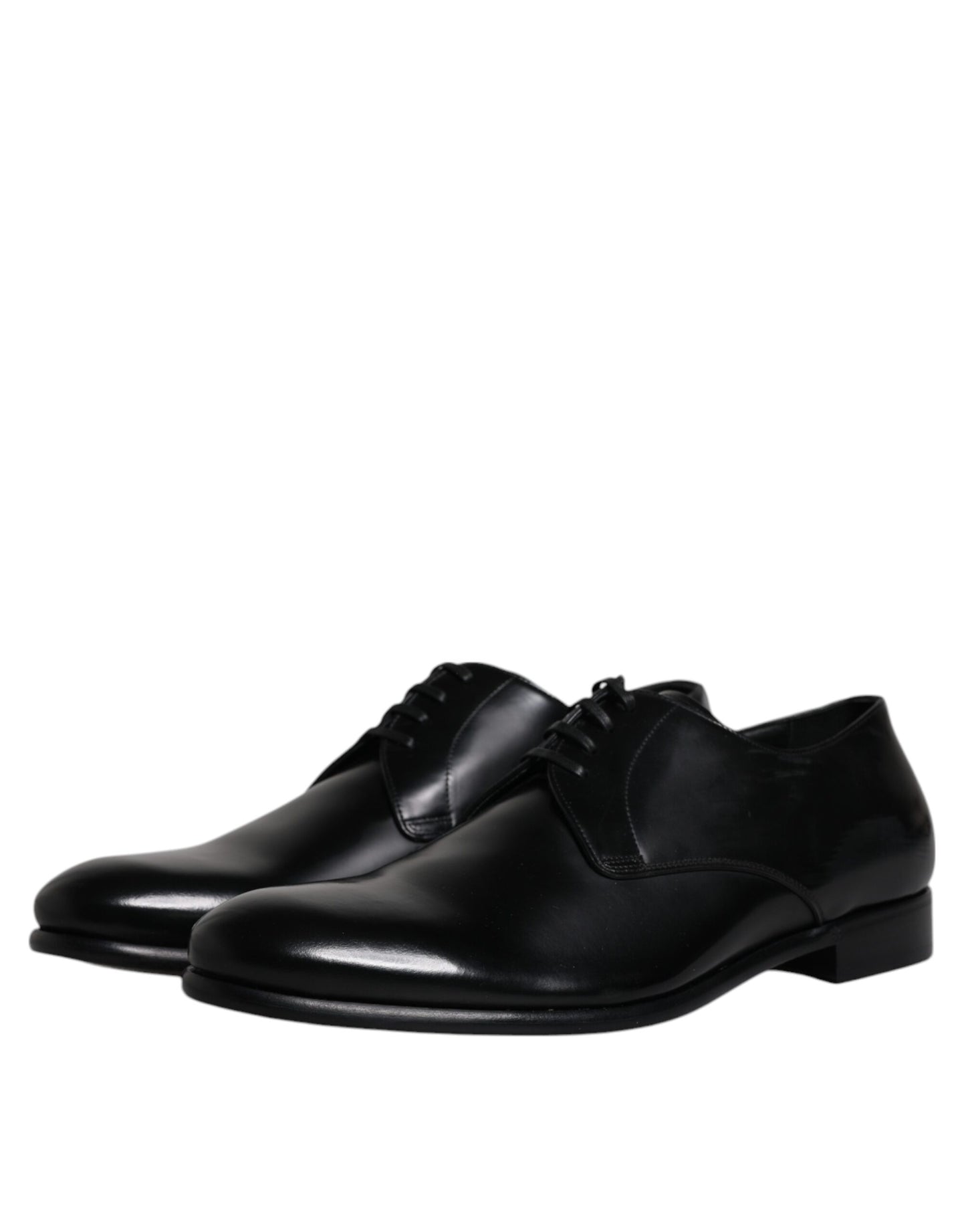 Dolce & Gabbana Black Leather Lace Up Men Derby Formal Shoes