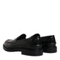 Dolce & Gabbana Black Leather Mocassin Formal Dress Shoes