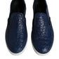 Dolce & Gabbana Blue Croc Exotic Leather Men Sneakers Shoes