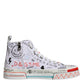 Dolce & Gabbana White Cotton Graffiti High Top Sneaker Shoes