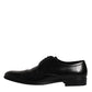 Dolce & Gabbana Black Leather Lace Up Men Derby Formal Shoes