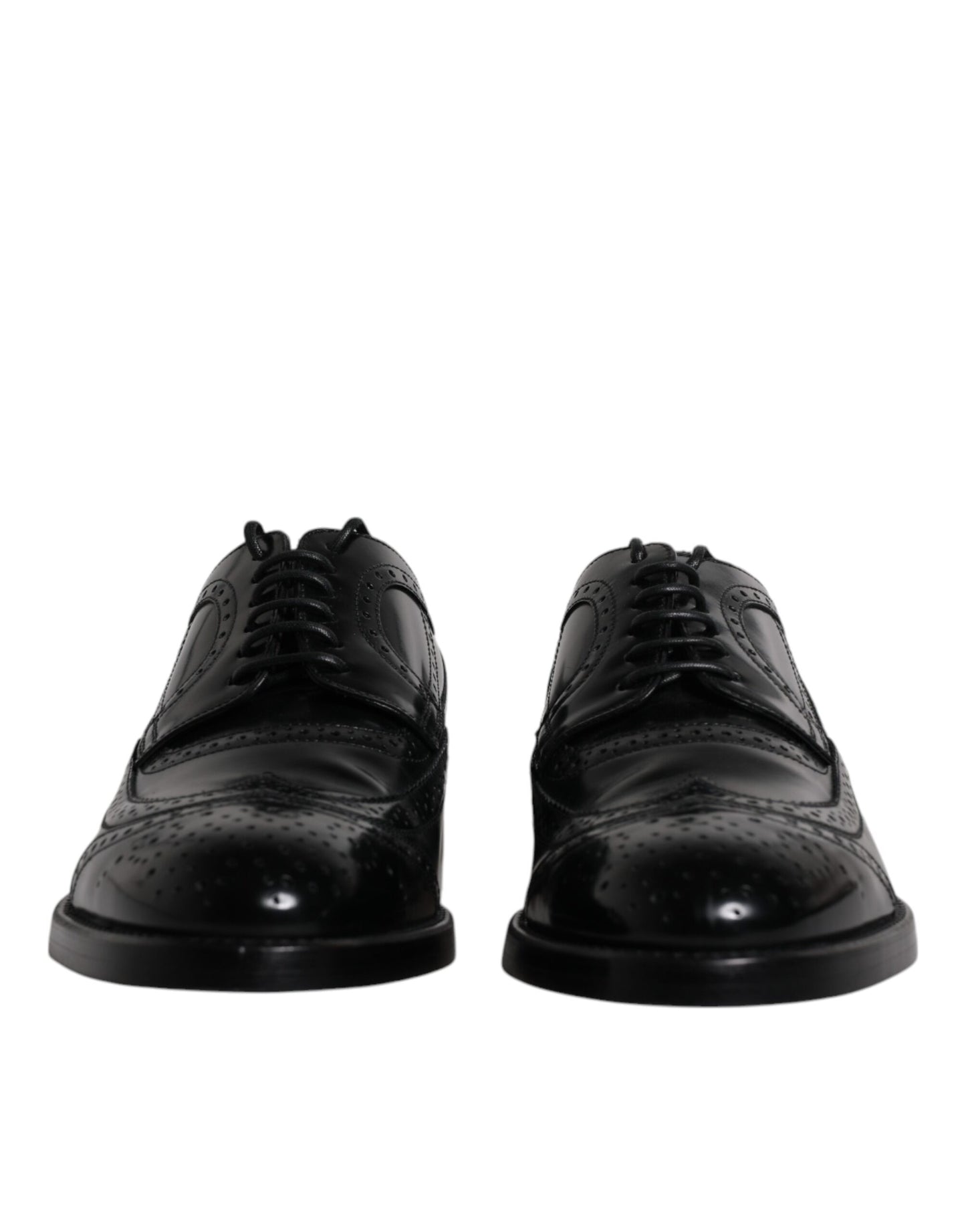 Dolce & Gabbana Black Leather Derby Wingtip Formal Shoes