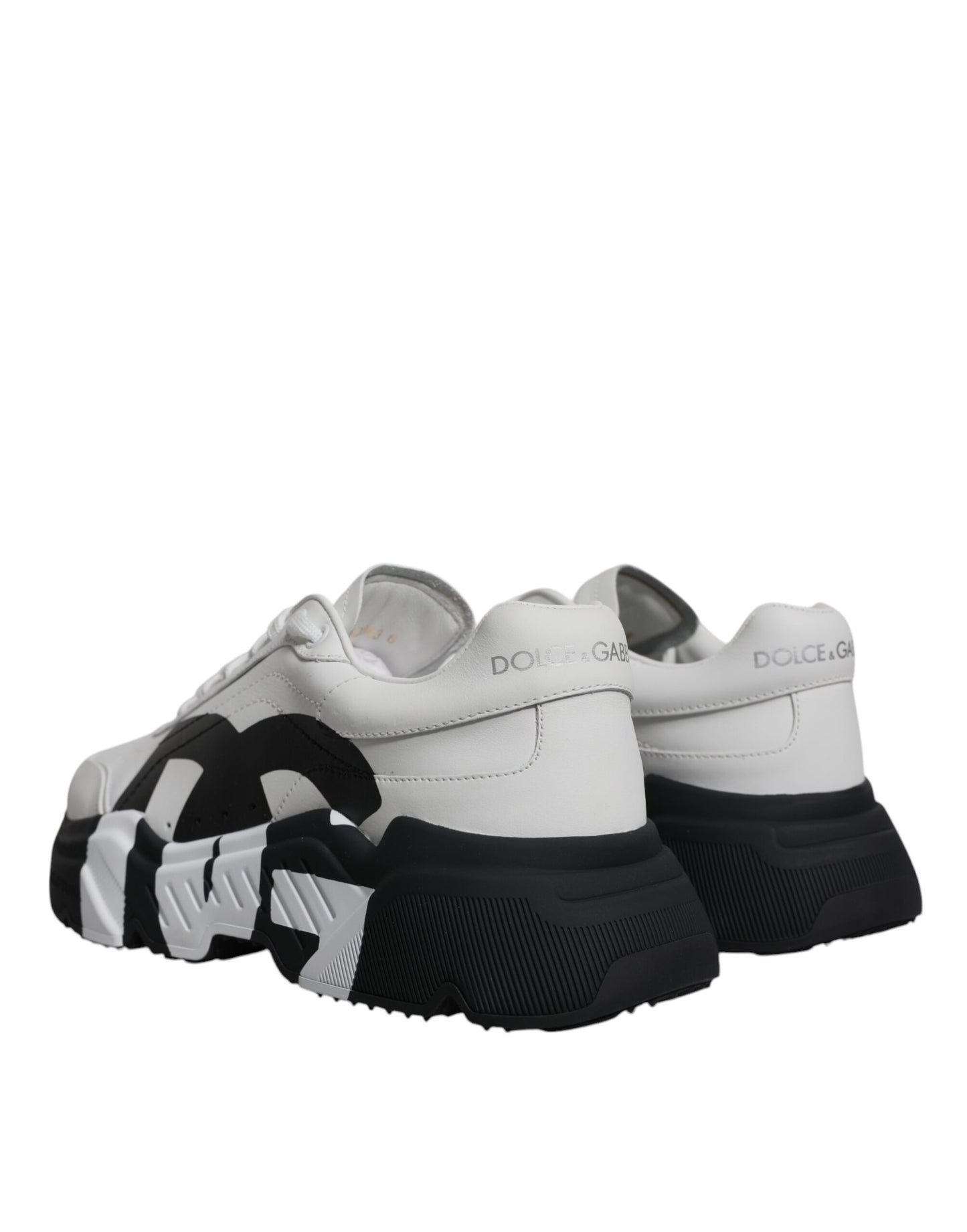 Dolce & Gabbana White Black DAYMASTER Leather Sneakers Shoes