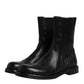 Dolce & Gabbana Black Horse Leather Mid Calf Boots Shoes