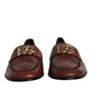 Dolce & Gabbana Brown Leather Logo Slip On Men Loafers Shoes