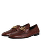 Dolce & Gabbana Brown Leather Logo Slip On Men Loafers Shoes