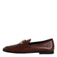 Dolce & Gabbana Brown Leather Logo Slip On Men Loafers Shoes