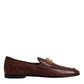 Dolce & Gabbana Brown Leather Logo Slip On Men Loafers Shoes