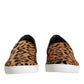 Dolce & Gabbana Brown Calfskin Fur Leopard Men Sneakers Shoes