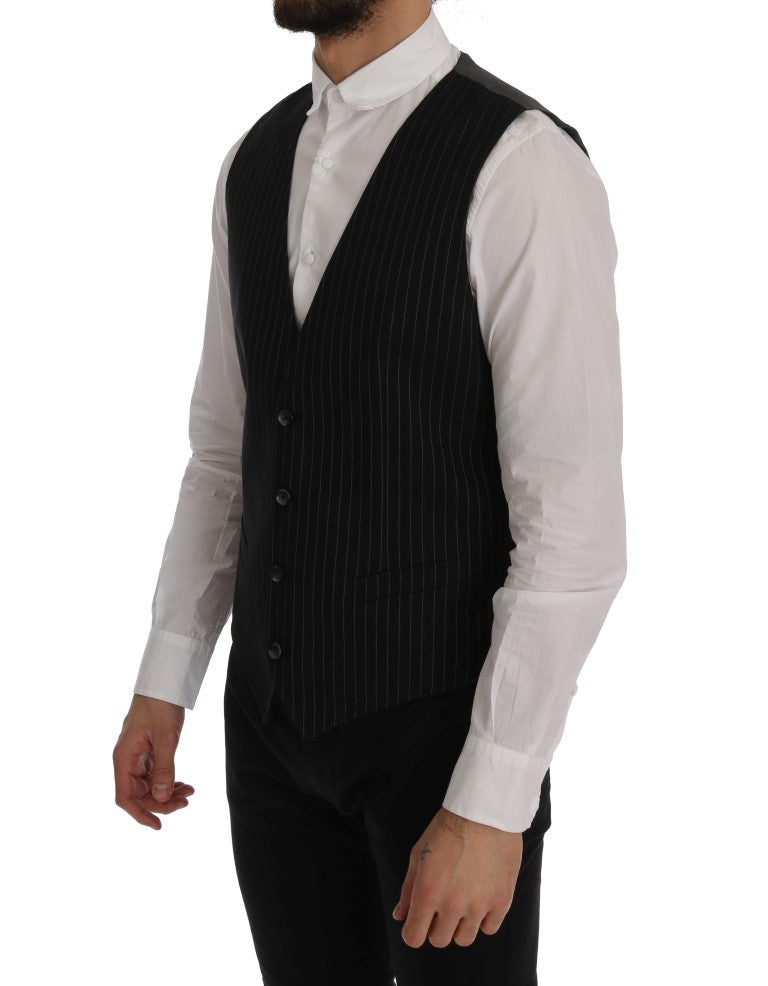 Dolce & Gabbana Black STAFF Cotton Striped Vest