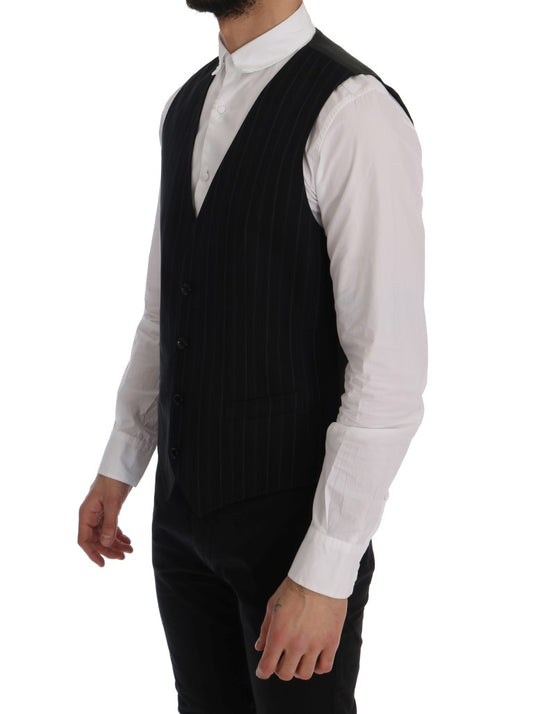 Dolce & Gabbana Black STAFF Cotton Striped Vest