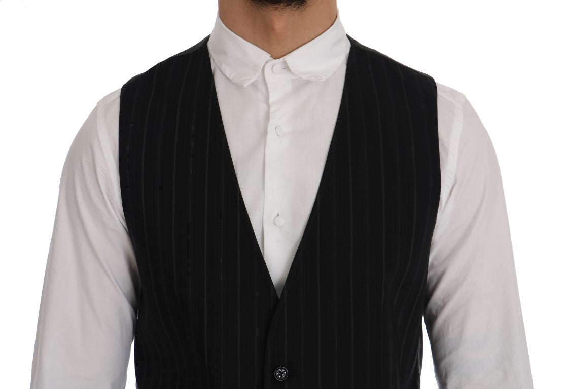 Dolce & Gabbana Black STAFF Cotton Striped Vest