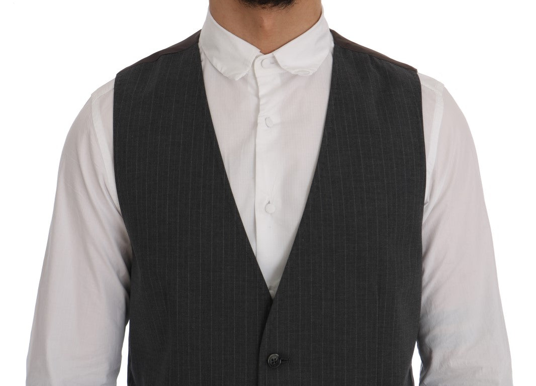 Dolce & Gabbana Gray STAFF Cotton Striped Vest