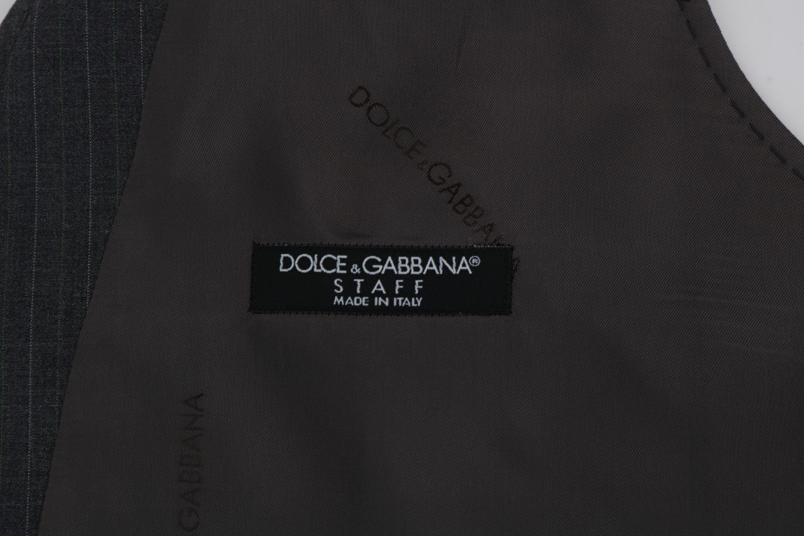 Dolce & Gabbana Gray STAFF Cotton Striped Vest