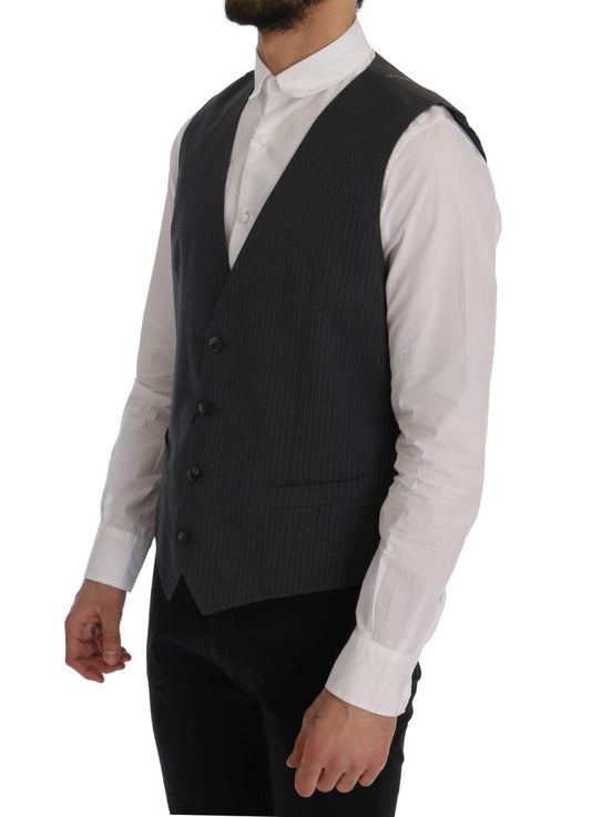 Dolce & Gabbana Gray STAFF Cotton Striped Vest