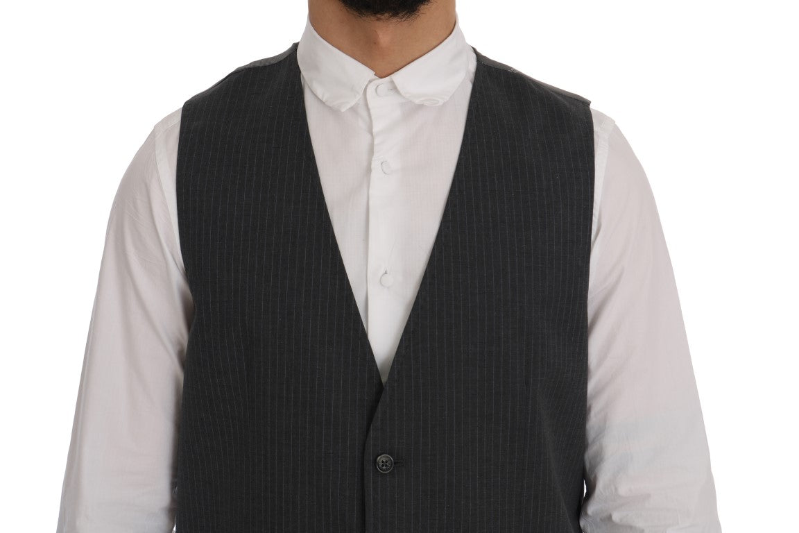 Dolce & Gabbana Gray STAFF Cotton Striped Vest